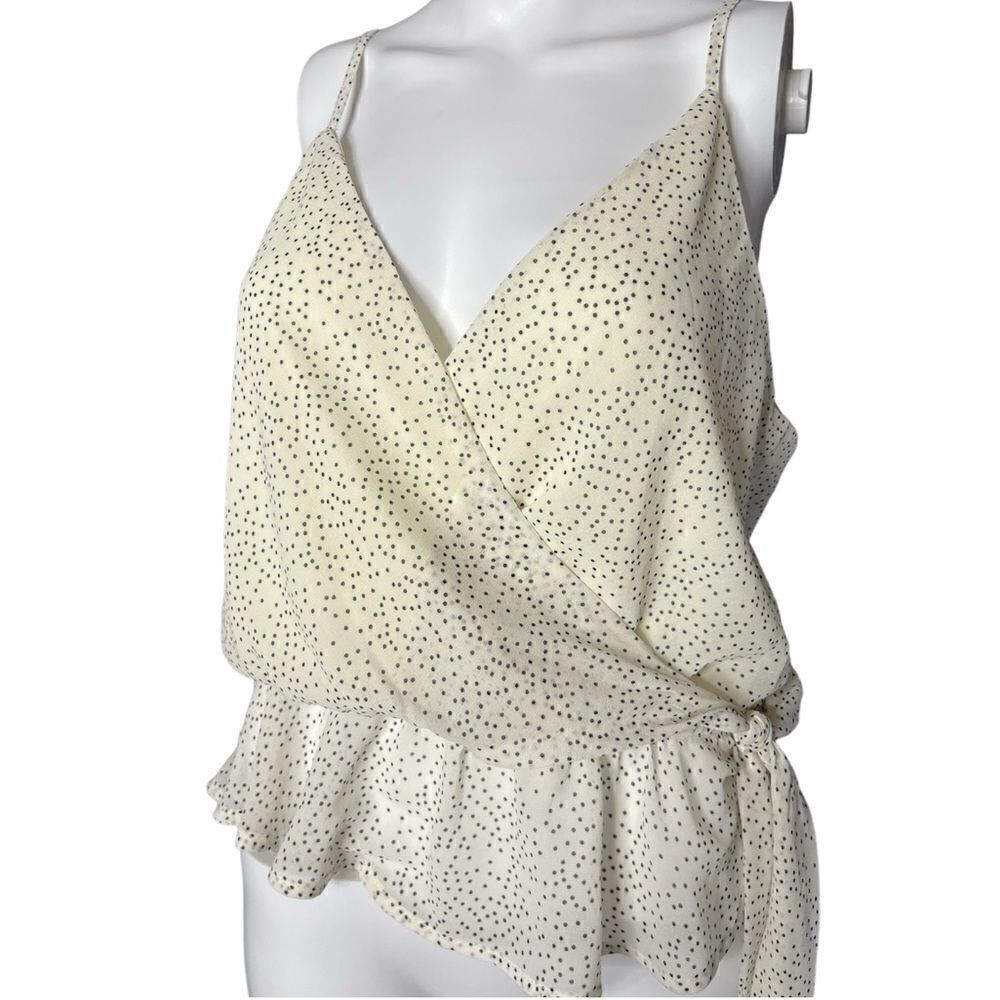Papermoon Polka Dot V Neck Blouse Cream & Black Size Large
